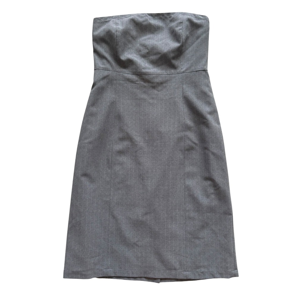 Vintage Gap Grey Pinstripe Strapless Wool Blend Sheath Dress sz 10 12 Y2K retro